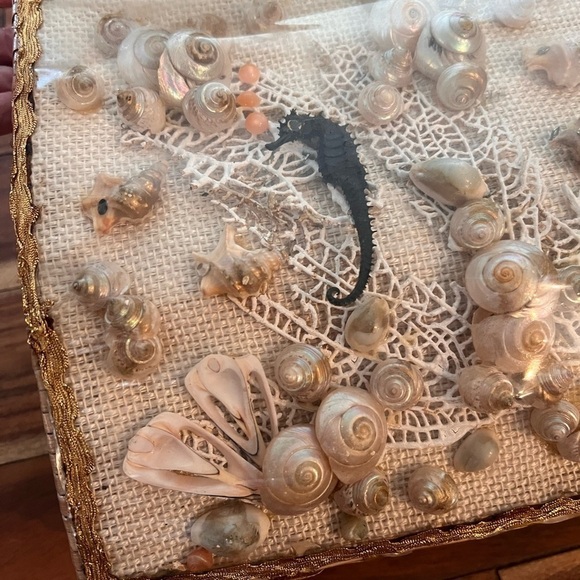 1950s 1960s Vintage Wicker Seashell Purse Handbag Woven Seahorse Starfish - Picture 5 of 14